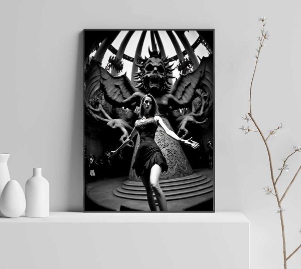 gotisk affisch i svartvitt