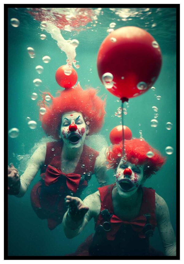 horror poster with clowns