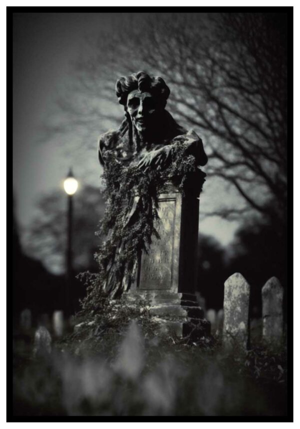 Mystisk och läskig kyrkogård poster