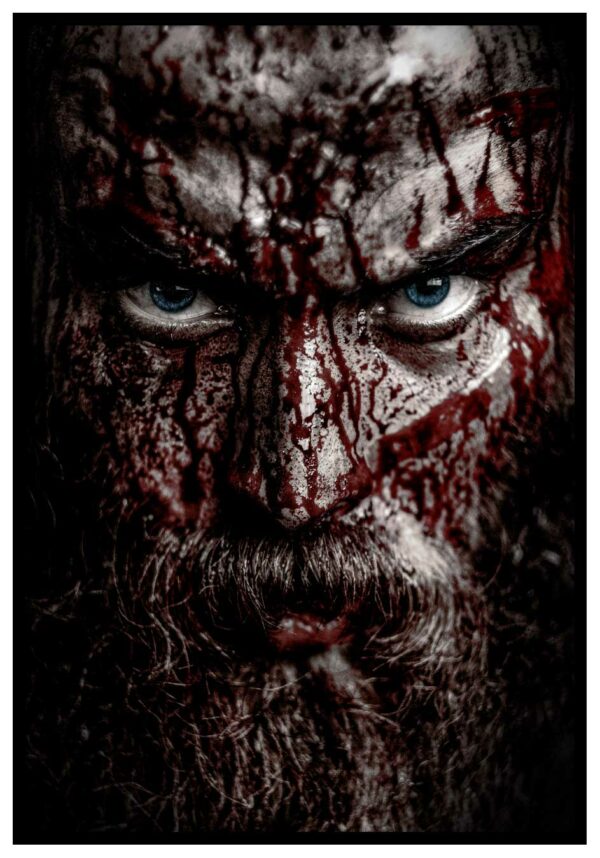 blodige viking nærbillede plakat