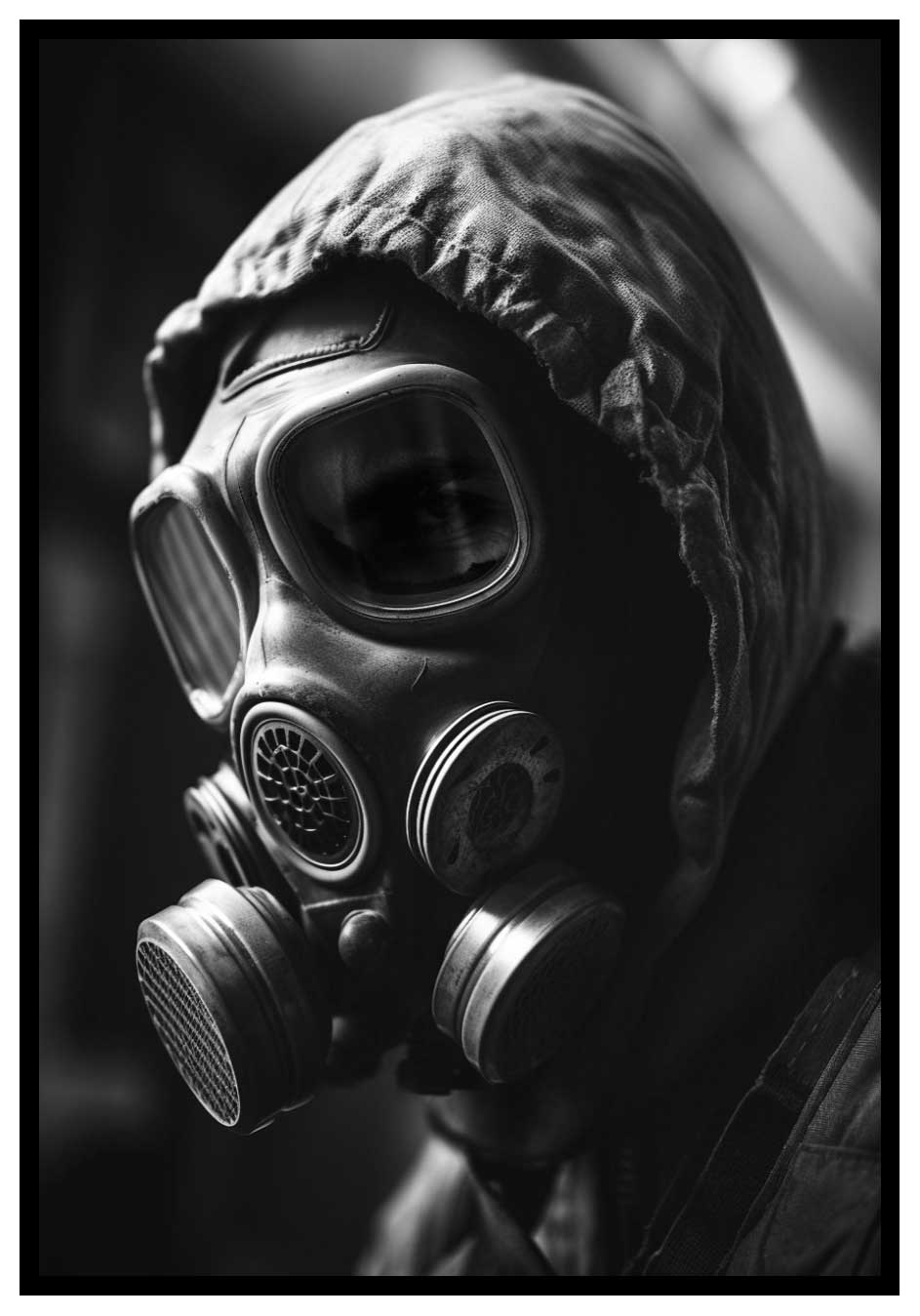 Combinaison de guerre nucléaire - affiche de masque à gaz mystérieux