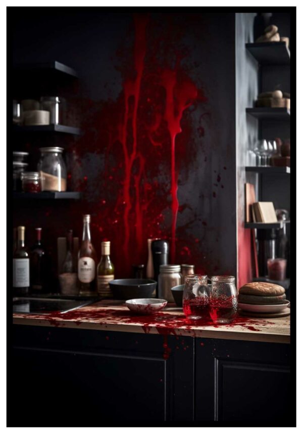blood stains in kitchen poster